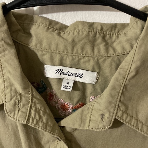 Madewell Women's Safari Button Down Tie Front Embroidered Top. Size S - Picture 3 of 4